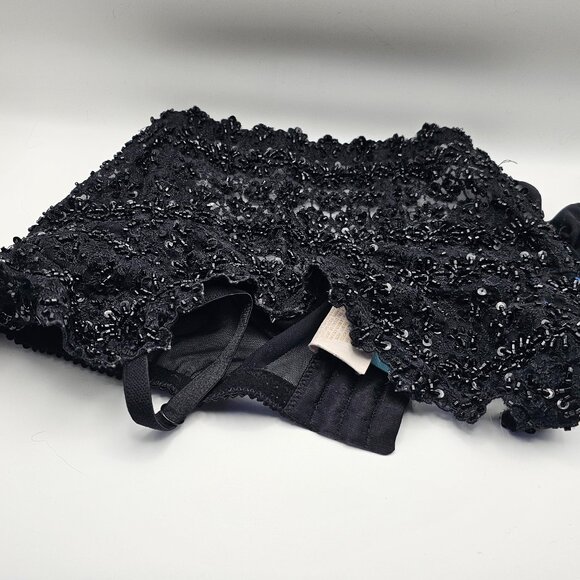 Marciano Black Lace Beaded Bra/Crop Top – Glam Eveningwear, Sweetheart Neckline - Picture 3 of 5